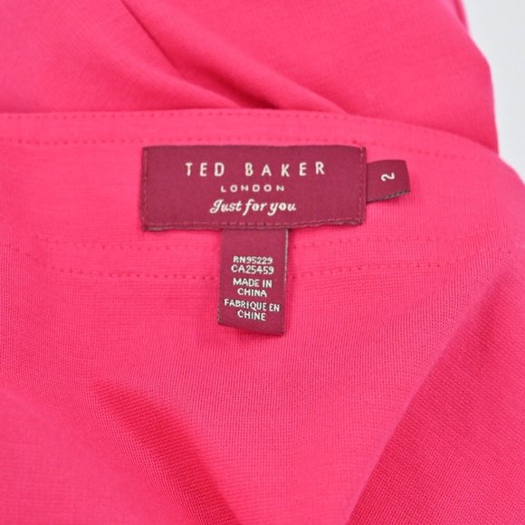 NEW TED BAKER Pink Sweetheart Neckline Mini Dress Zipper Womens Size 2 MSRP $180 - Picture 7 of 8